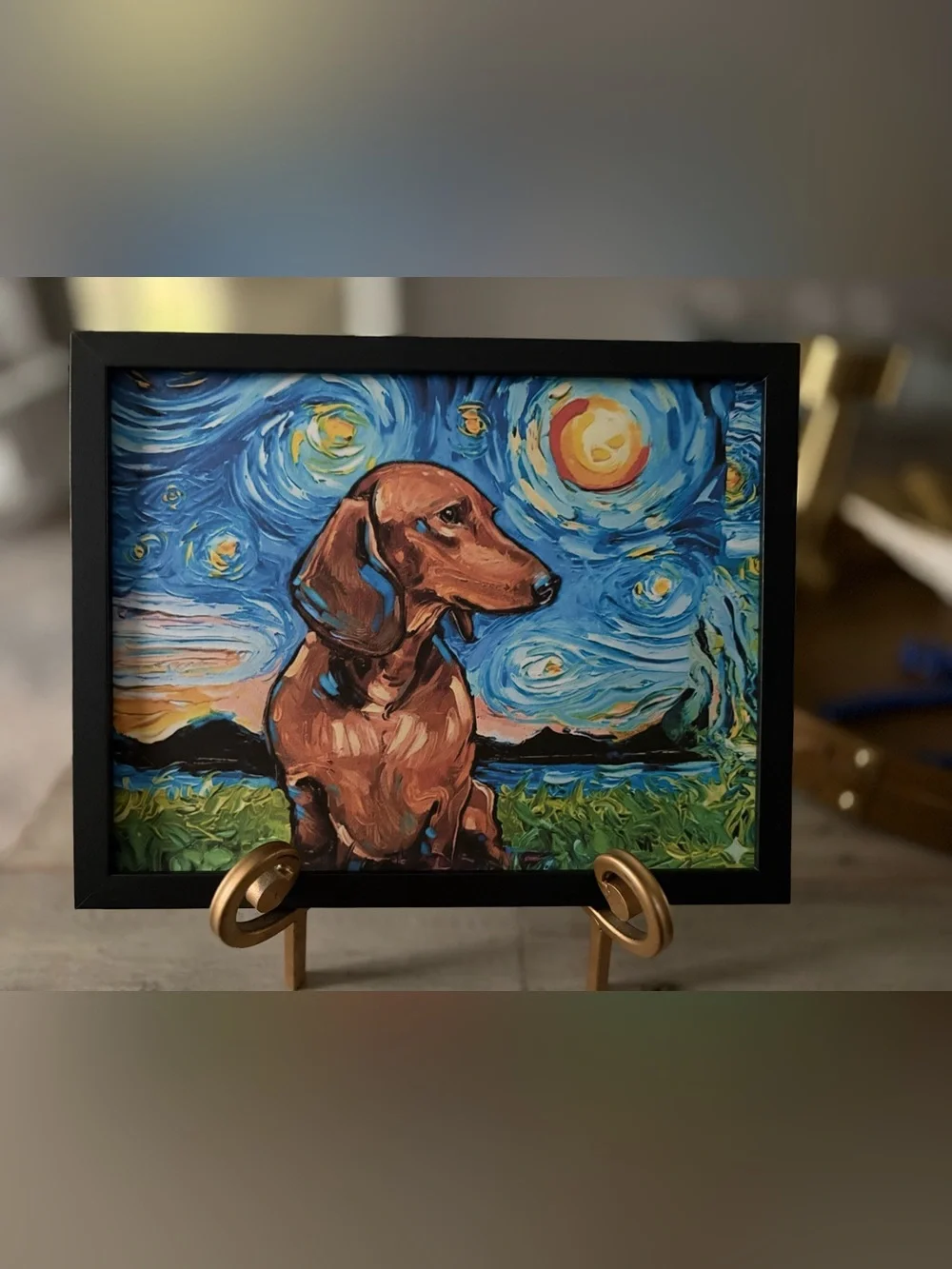 Framed Dachshund Starry Sky 8x10 Art Print